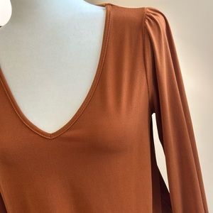 Burnt Orange V neck blouse